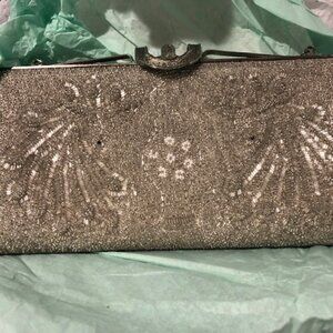 Vintage  silver beaded evening bag/clutch,